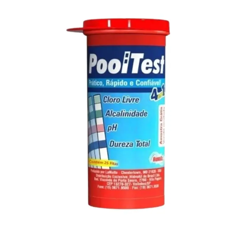 Fita Teste Piscina Pooltest 4 em 1 com 25 Unidades – Hidroall