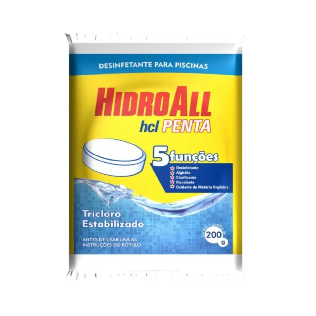 Pastilha Cloro Piscina HCL Penta 200g Hidroall